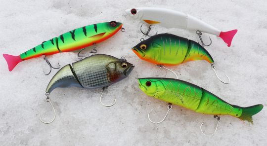 S Waver 168l de River2Sea, Vatalion 115 de Megabass et Freddy 170 d'Illex, des swimbaits de taille moyenne très efficaces