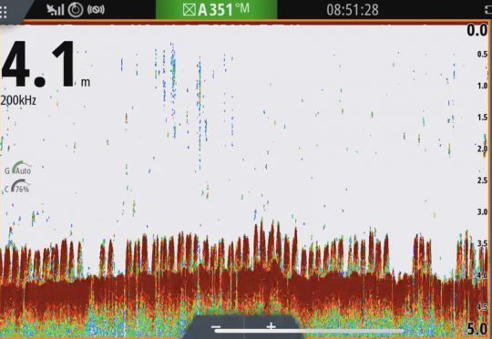 Les parcs à huitres visibles sur le sondeur NSX Simrad.