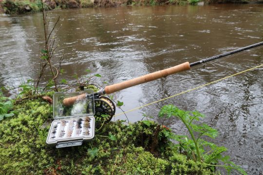 La truite et l'ombre peuvent se pêcher avec du matériel "Trout Spey" qui offrent l'avantage de lancer loin sans se fatiguer tout en conservant un matériel "léger"