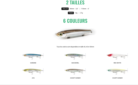 L'ensemble des coloris disponibles