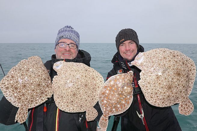 Three turbot and one flounder