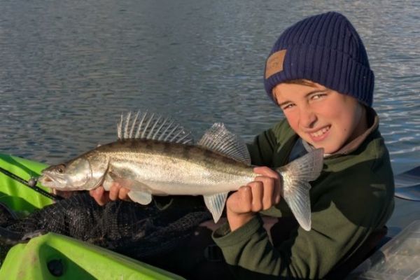 Kayak fishing in freshwater