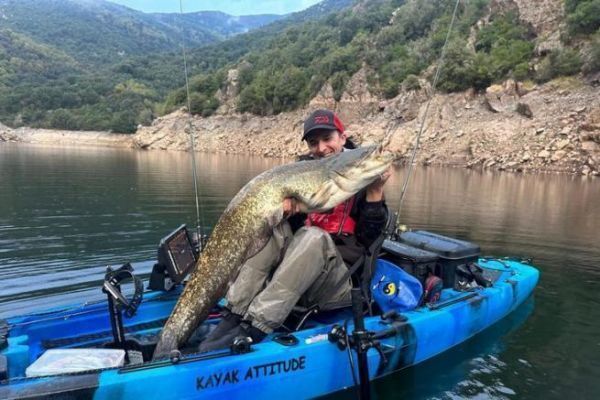 Kayak fishing in freshwater