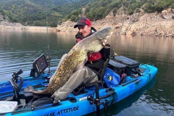 Catfish fishing from a kayak