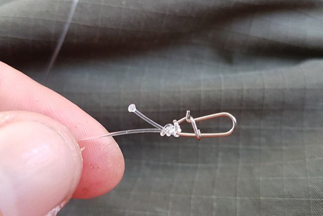 Nud palomar with fluorocarbon on a staple