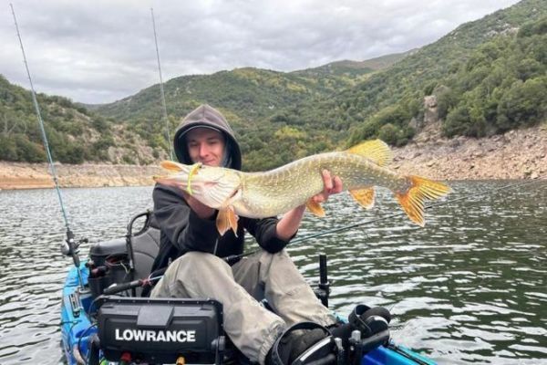 Pike fishing in a kayak